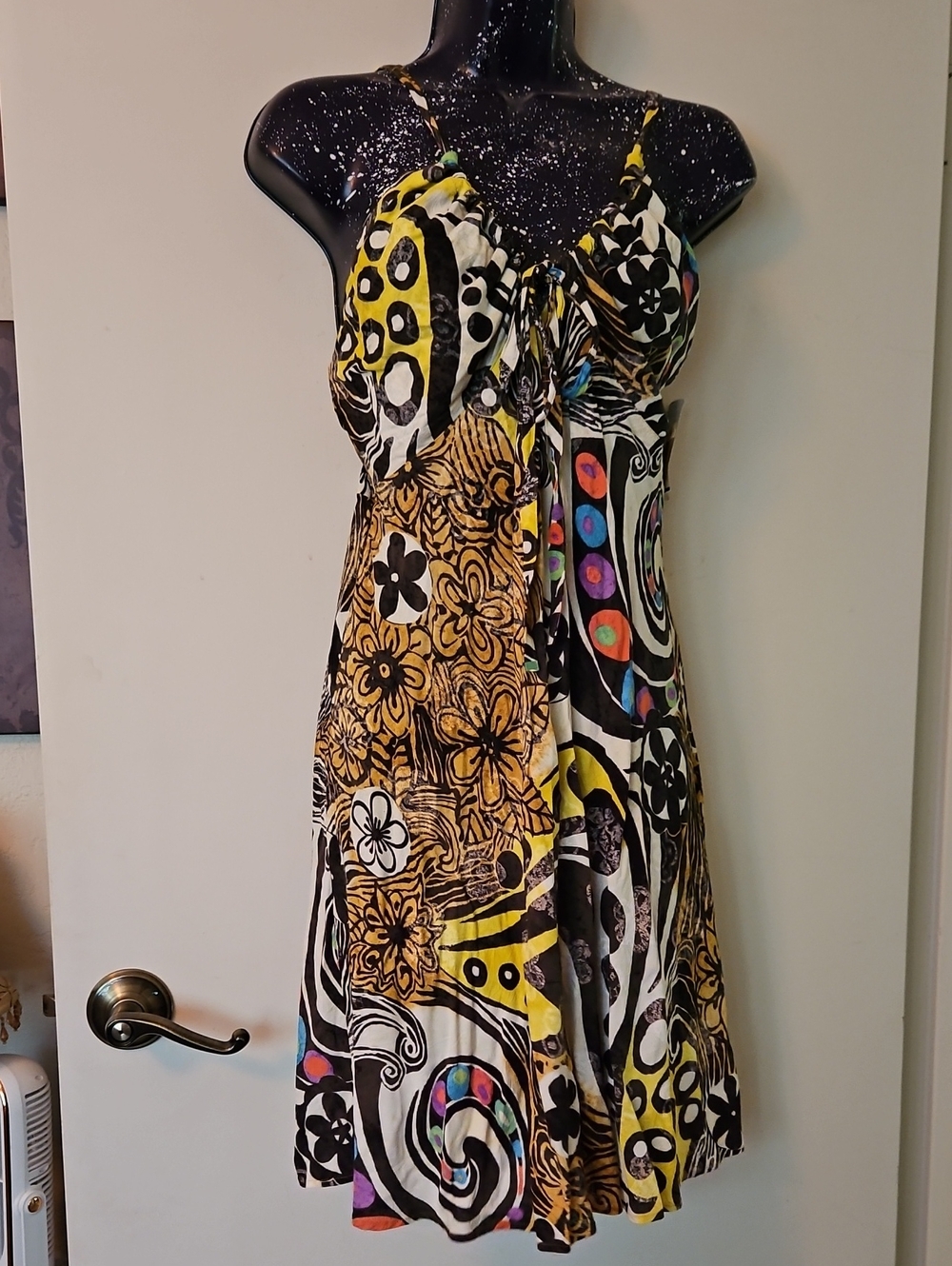 Jams World Yellow, Black & Multicolor Floral Print Midi Dress